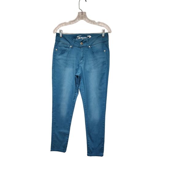 Seven7 Jeans S Aqua Teal Blue Tummyless Ankle Skinny Fit Pants Size 10 - Picture 1 of 6